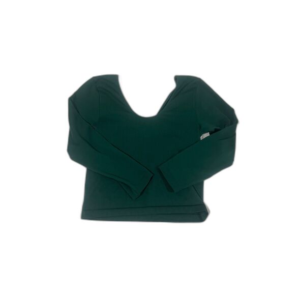 Target Green Ribbed Scoop Neck Long Sleeve Top | Size M | Soft Stretch Knit Tee - Picture 1 of 3